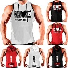 Повседневное AU Для мужчин худи-жилетка мышцы брус, бодибилдинг спортивные Тэнк-топы с капюшоном топы