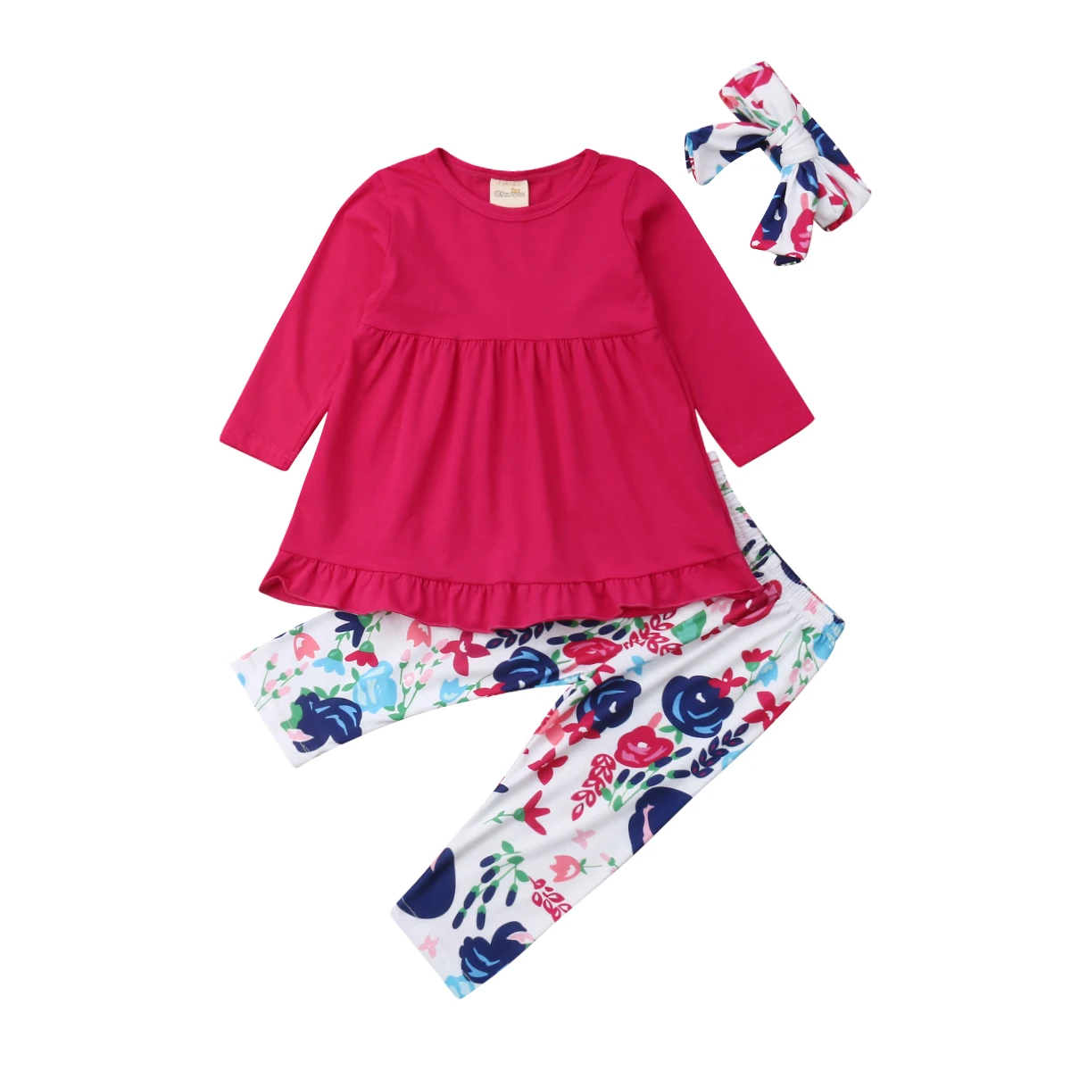 1 6Y Toddler Kids Baby Girl Long Sleeve Rose Red Long T shirt Tops