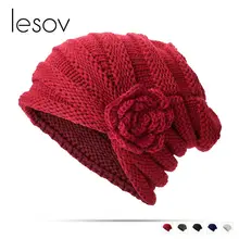 Lesov Винтаж этнические шапочки для женщин Зимняя вязаная шапочка шляпа для женщин вязание цветок Skullies Slouchy шапочки gorros Mujer