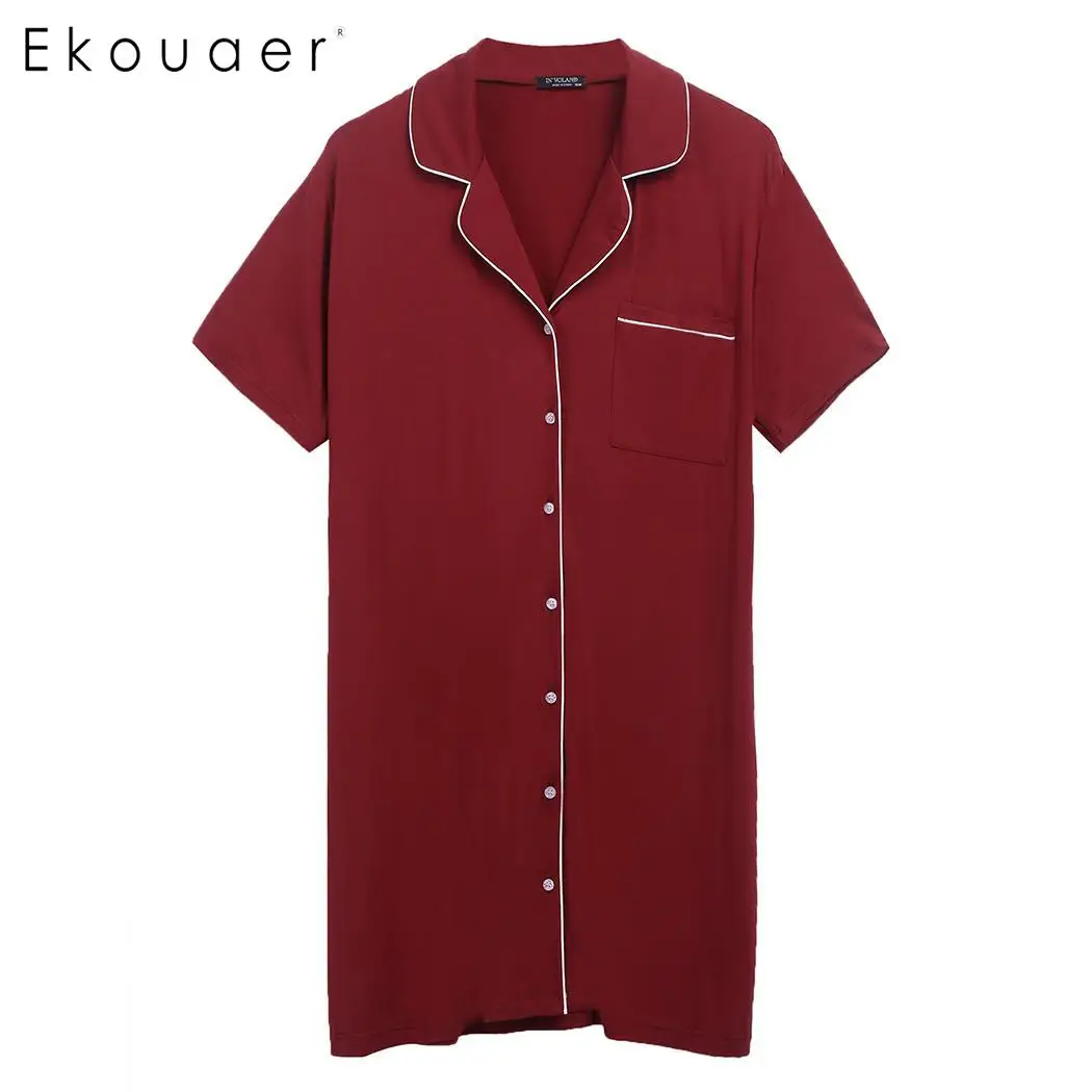 Ekouaer Ночная рубашка в полоску Женская повседневная одежда для сна платье с круглым вырезом и коротким рукавом для беременных