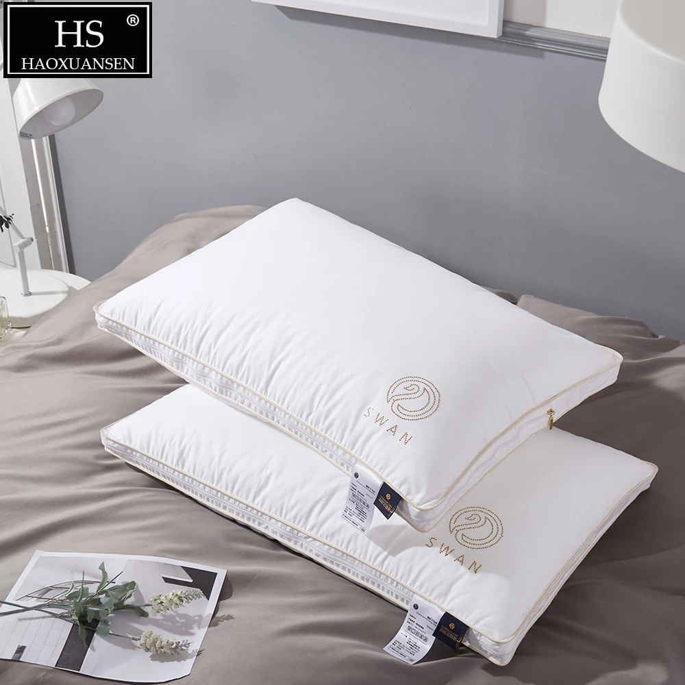 Белая Подушка, 2 шт., дизайн в скандинавском стиле, белый гусиный пух, 800 наполнитель, комплекты постельного белья, моя подушка,, 3D защита шеи