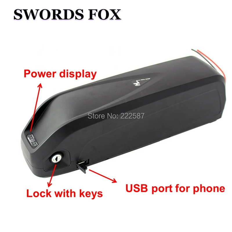 

SWORDS FOX 48V 17Ah 18Ah Hailong E-bike Battery with USB 48V 750W 1000W Lithium ion electric bike Battery for LG Cell