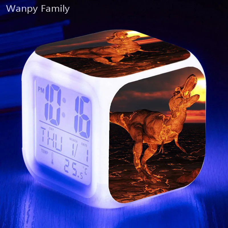 

Jurassic Tyrannosaurus Alarm Clock 7 Color Glowing LED Digital Alarm Clock For Kids Birthday Gift Multifonction Watches Clock
