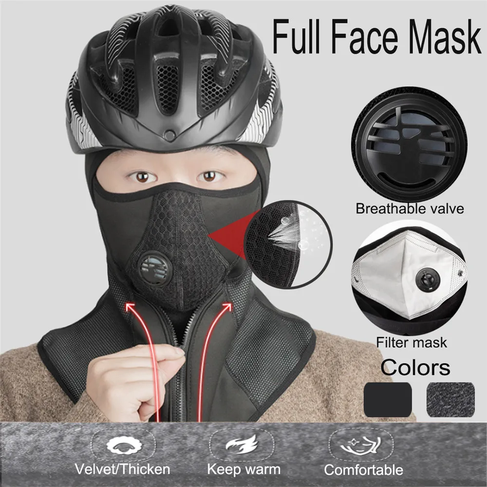 

Winter Cycling Face Mask Cap Ski Bike Mask Thermal Fleece Snowboard Shield Hat Breathable Filter Neck Protection Bicycle Mask