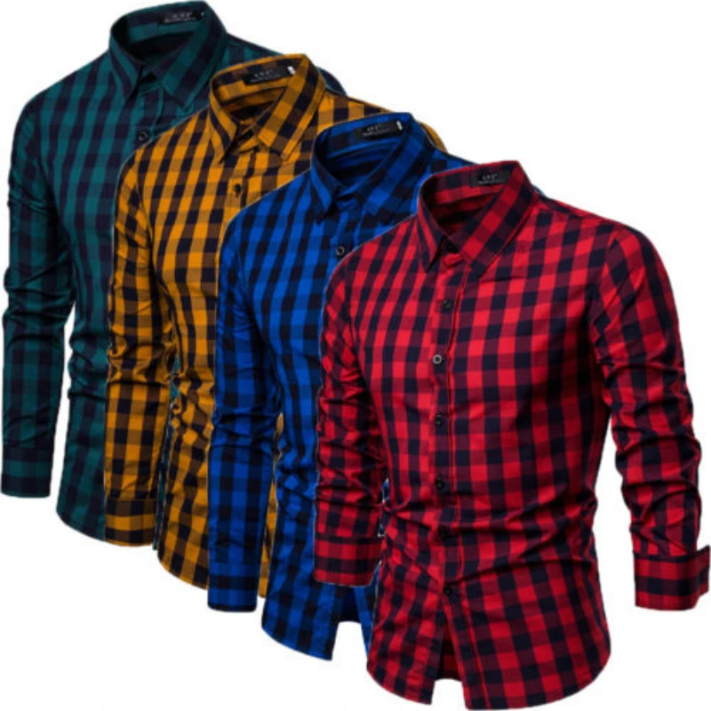 الرجال قمصان أوروبا حجم جديد الجدد سليم صالح الذكور قميص الصلبة طويلة الأكمام البريطانية نمط القطن قميص رجالي