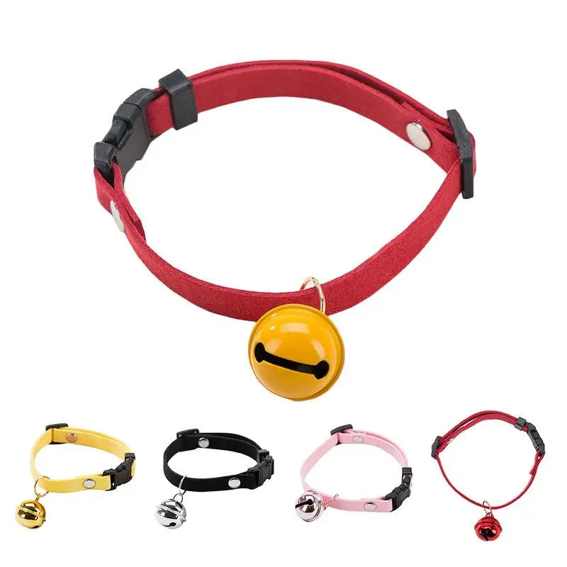 

Adjustable Pet Puppy Collar Synthetic Leather Big Bell Dog Collars For Small Medium Dogs Necklace Puppy Cat Products Supplies