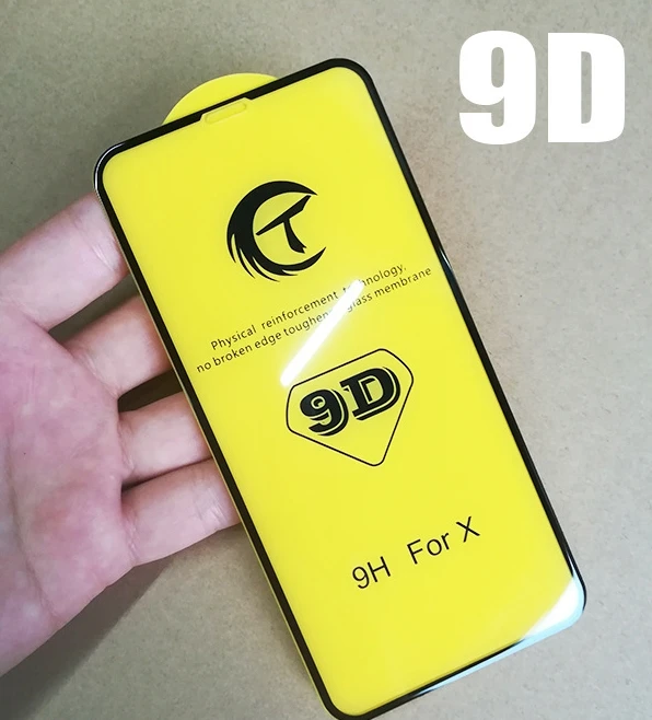 

10pcs/lot Hight quality 9D Tempered Glass Full glue screen protector for Apple iphone 6 8 X 7 PLUS XR XS Max