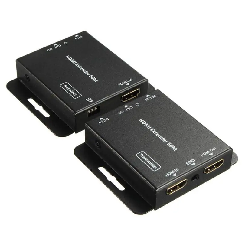 

ALLOYSEED EU/US Plug 2-Port HDMI Extender IR POE Cat5e/6 Cable 1080P Transmitter Receiver Switcher with Power Adapter up to 50m