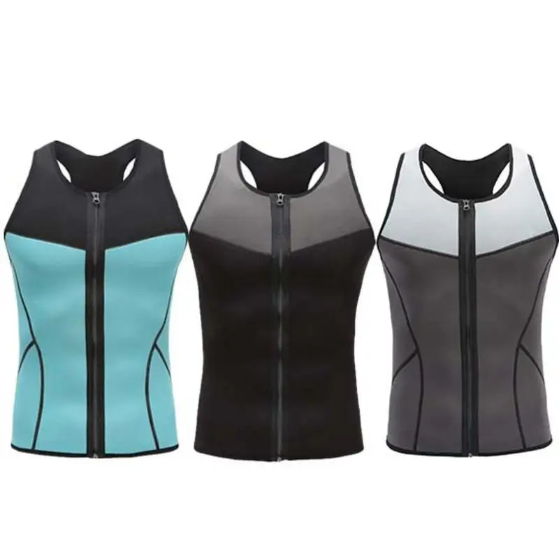 

Men's Neoprene Sleeveless Sauna Sport Vest Zipper Openwork Sweatshirt Suit Top for Running Fitness Yoga