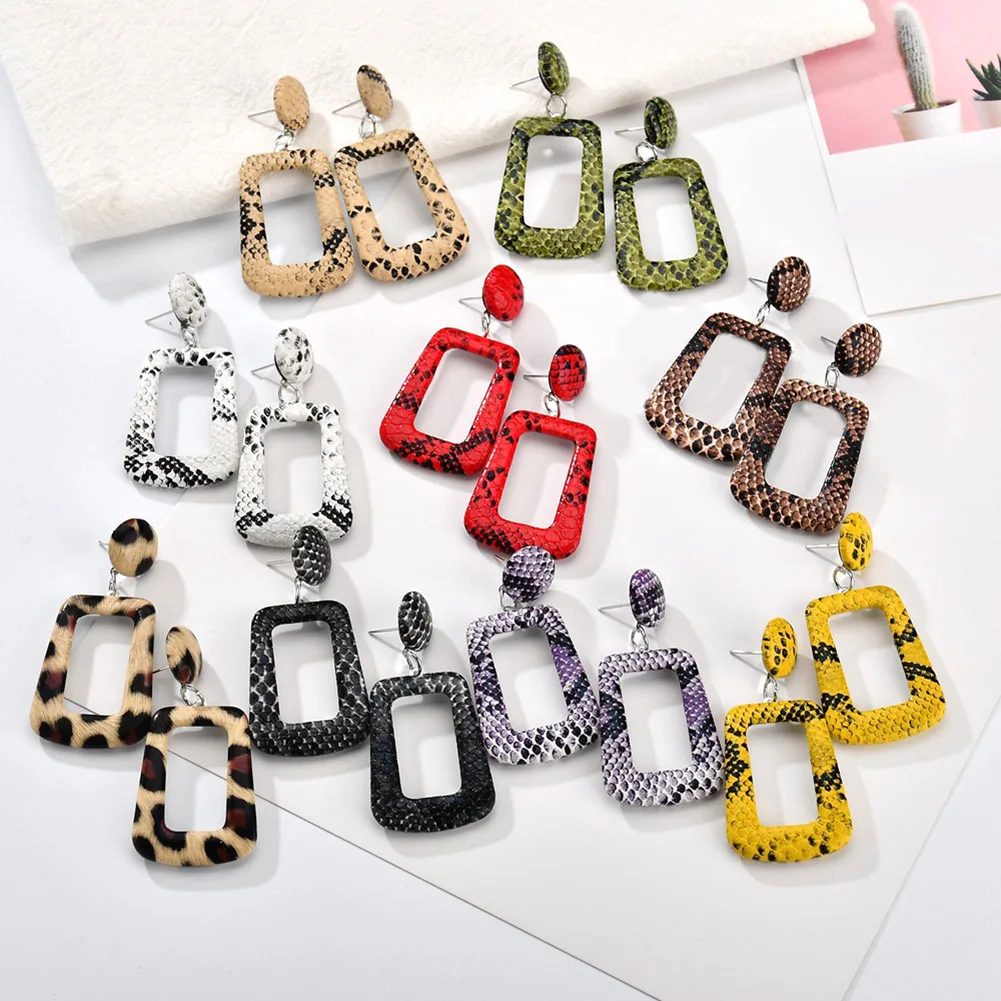 

New 2019 Oversize Geometric Drop Earrings for Women Punk Vintage Big Statement Earrings Snake Skin Party Jewelry