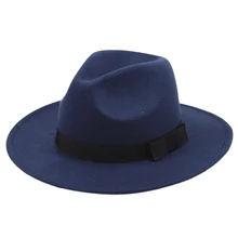 Элегантная шерстяная фетровая шляпа-Панама для мужчин и женщин, зимняя фетровая Кепка с широкими полями для церкви, джаза, ленты, сомбреро, трибреро, Клош, повседневные солнцезащитные кепки, Новинка