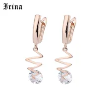Irina, новинка, модные серьги для женщин, розовое золото, серьги, 7 видов цветов, круглая огранка, кубический цирконий, серьги для девушек,, серьги