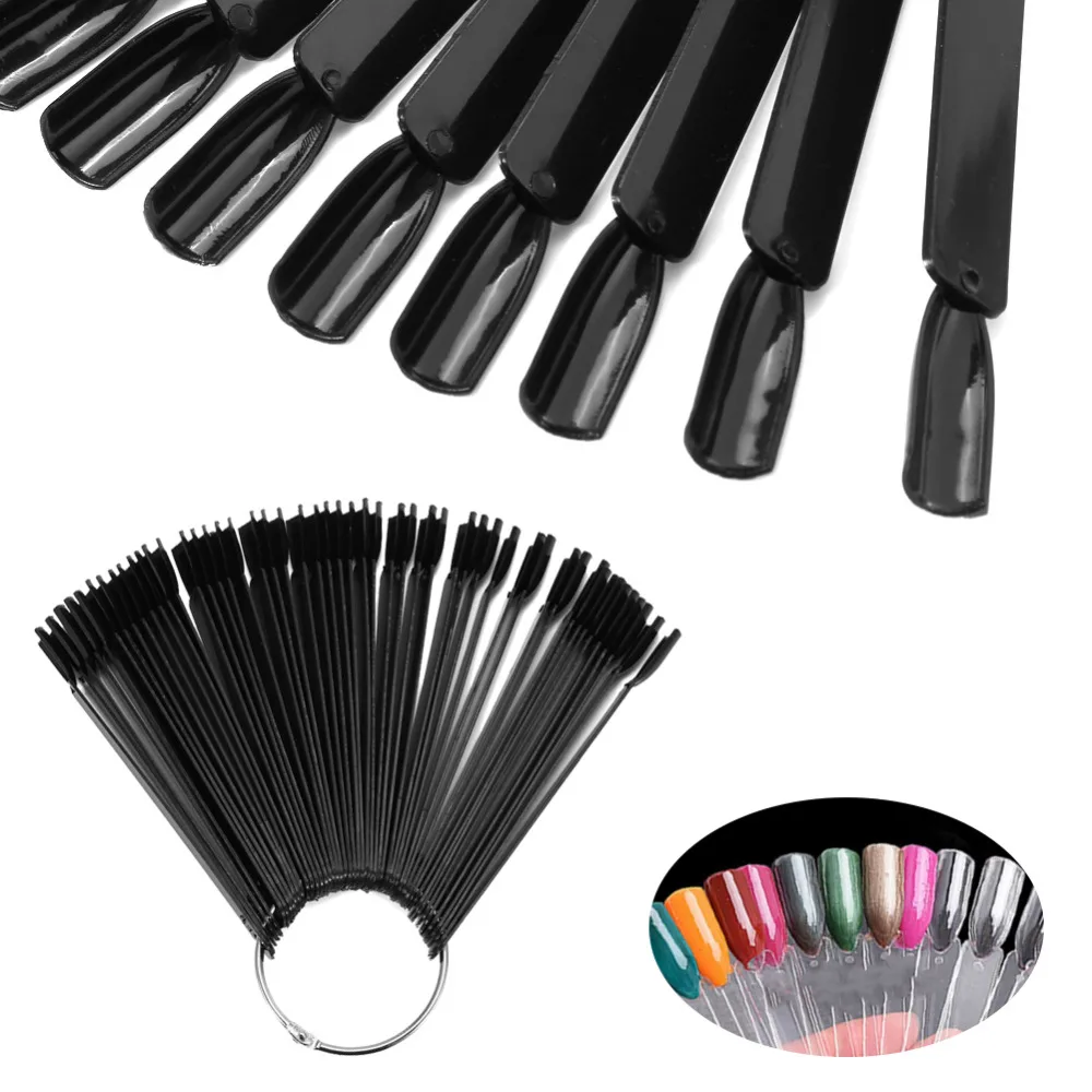 50PCs False Nail Tips Display Palette Fake UV Gel Polish Training Showing Shelf Manicure Practice Board a | Красота и здоровье