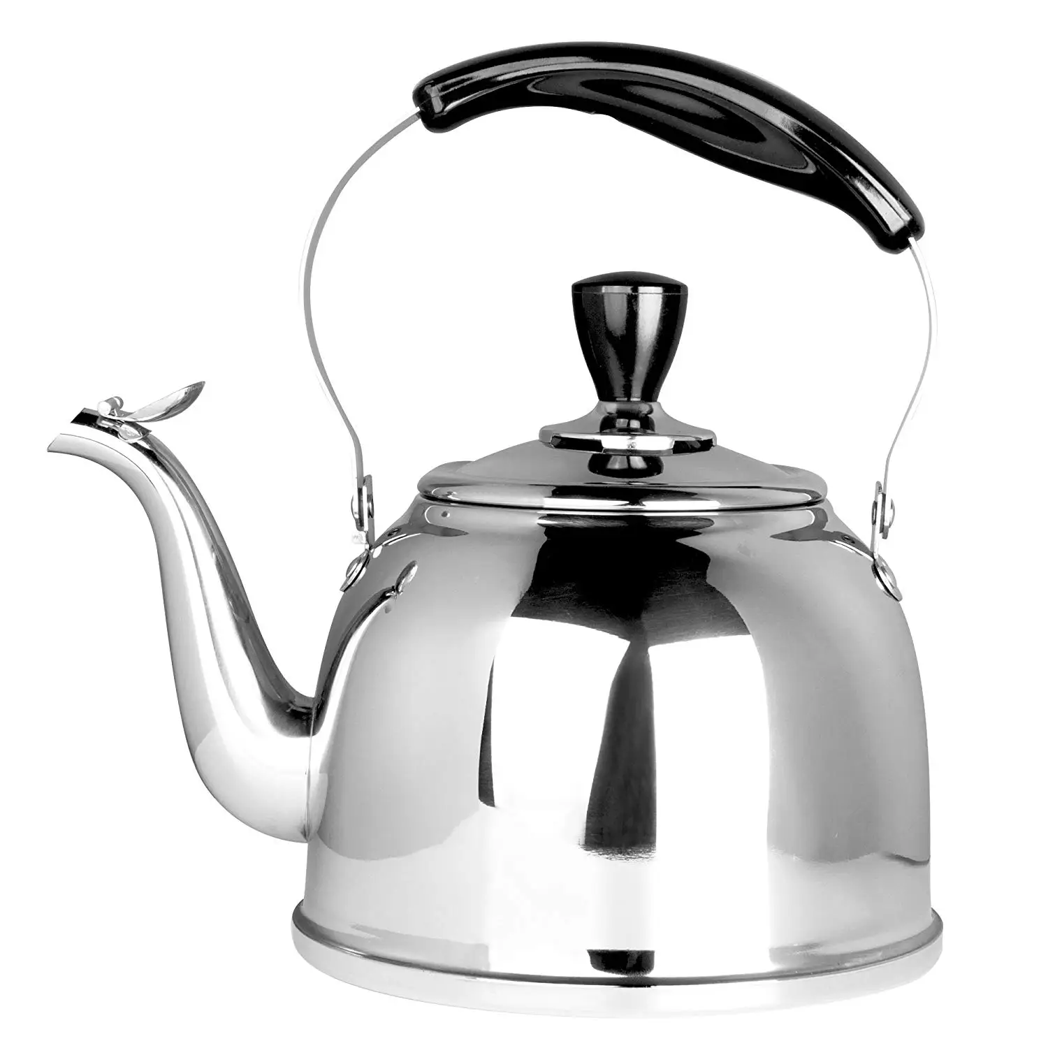 

Stainless Steel Whistling Tea Kettle Stove Top Teapot Pot, Thin Base, Lightweight, Fast Boiling, 2L