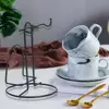 Multiple Hooks Mug Holder Innovative Glass Cup Rack Tea Black Coffee Anti-Rust Coated Steel Display Stand 6