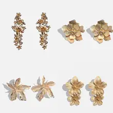 Flatfoosie, винтажные серьги-подвески с цветами для женщин, богемные серьги-капли с бахромой, золотой, серебристый блестящий цвет, металлические украшения Za