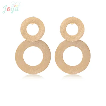 

Badu Love Rose Gold Earring Stainless Steel Round Hollowing Stud Earrings Women Fashion Jewelry Punk Studs Brushed Metal