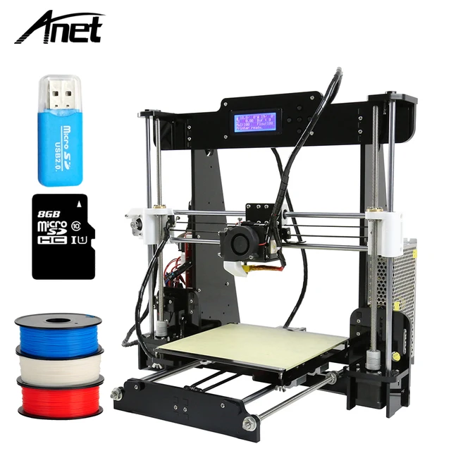 Best Quality Anet A8 3D Printer Kits Sla 3D Printer Large Printing Size DIY Impressora 3D Reprap i3 with SD Card+Filament+Tools