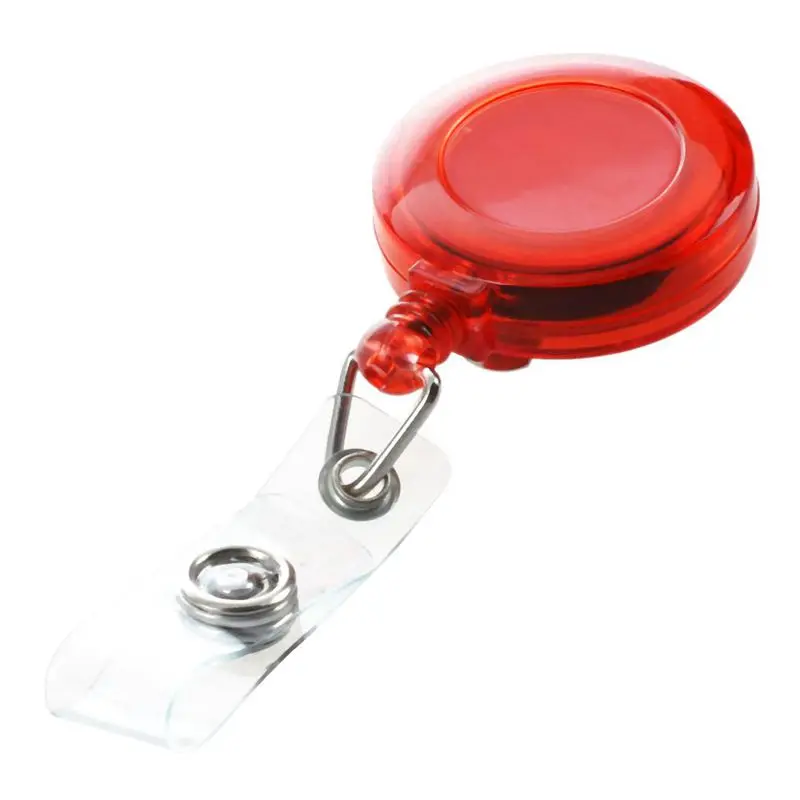 

New Retractable Ski Pass ID Card Badge Holder Key Chain Reels With Clip Red
