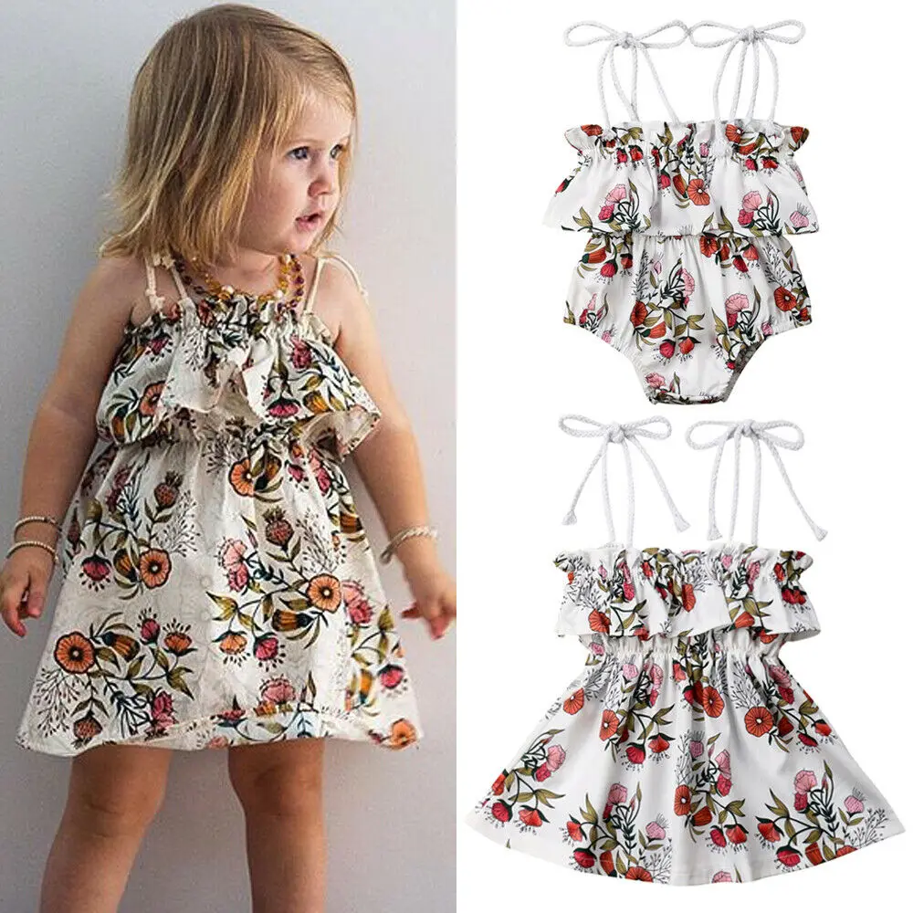 

Pudcoco 2019 Summer Matching Toddler Kids Baby Little/Big Sister Floral Romper Jumpsuit Dress Cute Halter Clothing