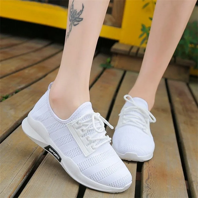 

Fashion Summer Women Sneakers White Mesh Casual Women Shoes Breathable Flying Woven Sneakers Non-slip Running Woman Shoes