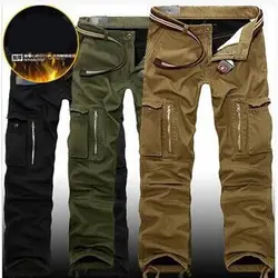 Shierxi теплые зимние Мужские брюки карго Повседневное Для мужчин s Пант нескольких Карманный Военные Габаритные для Для мужчин длинные штаны