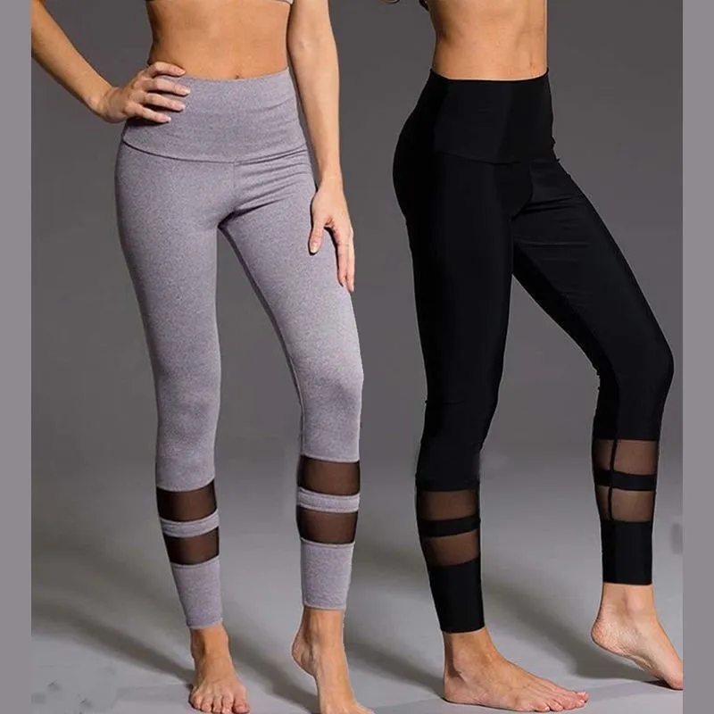 

Sexy Mesh Energy Tights Solid Gym Legging Women Elastic Fitness Sports Wear Yoga Pants Push Up Running Legging Calzas Deportivas