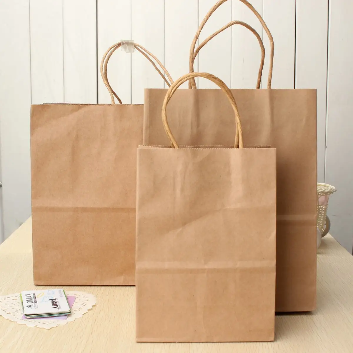 40 Pieces Brown Kraft Paper Bag Paper Carrier Bags Recyclable Grocery