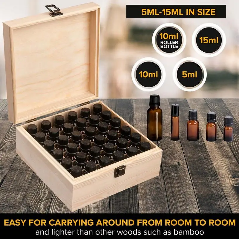 

NEW 36 Compartments Wooden Essential Oil Packaging Box Oil Bottle Organizer Travel Essentia Women Perfume Oil Collecting Case