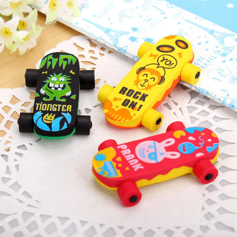 1PC Cute Monkey Erasers Kawaii Skateboard Erasers For Kids Girls Gift