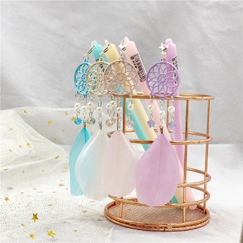 

1PC Kawaii Pendant Neutral Pen Cute Dreamcatcher Gel Pens Creative Feather Pens For Kids Gift School Office Supplies Stationery