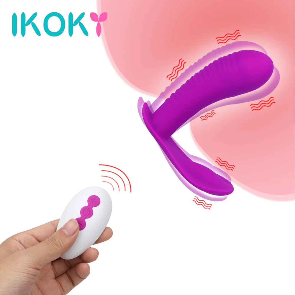IKOKY Wearable Vibrator Remote Control Female Masturbator Strap On font b Dildos b font Adult Sex