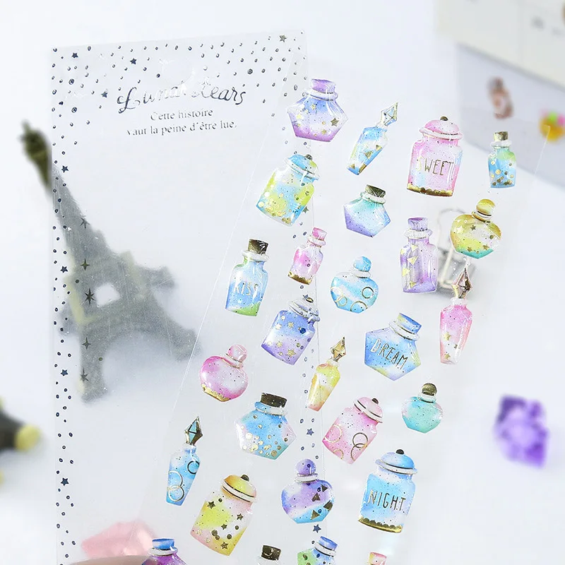 1 лист золотой фольги Единорог наклейки милые хрустальные 3D Kawaii детские для детей