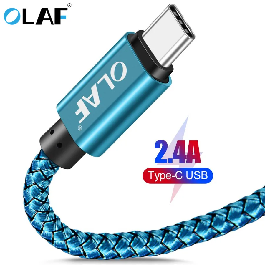 

OLAF USB Type C Cable 1M 2M 2.4A Fast Charging Type-C Data Cable For Samsung S8 S9 For Xiaomi pocophone f1 For Huawei Cables