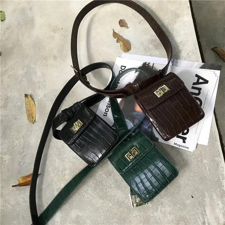 الأزياء التمساح النساء Crossbody حقيبة حزام جلد الخصر حزم شيك نمط البسيطة حقيبة كتف خمر نمط حقيبة يد صغيرة
