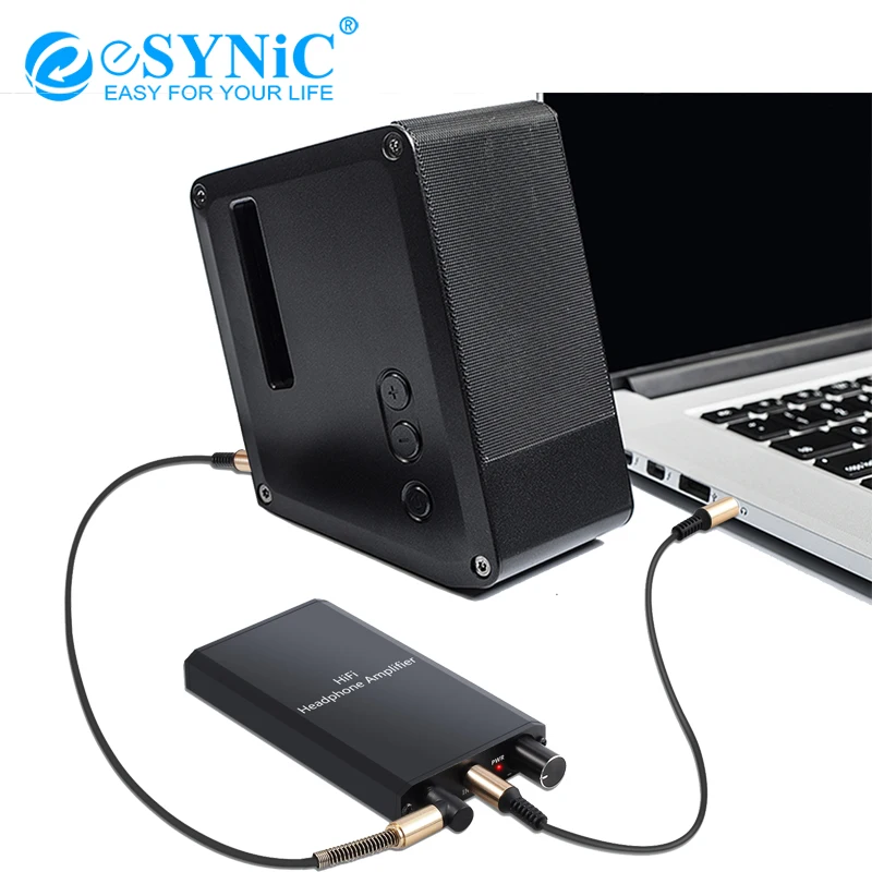 

eSYNiC Portable Headphone Amplifier Hifi Earphone Headphone Amplifier Two-Stage Gain Switch Amp With Audio Cable For Phone