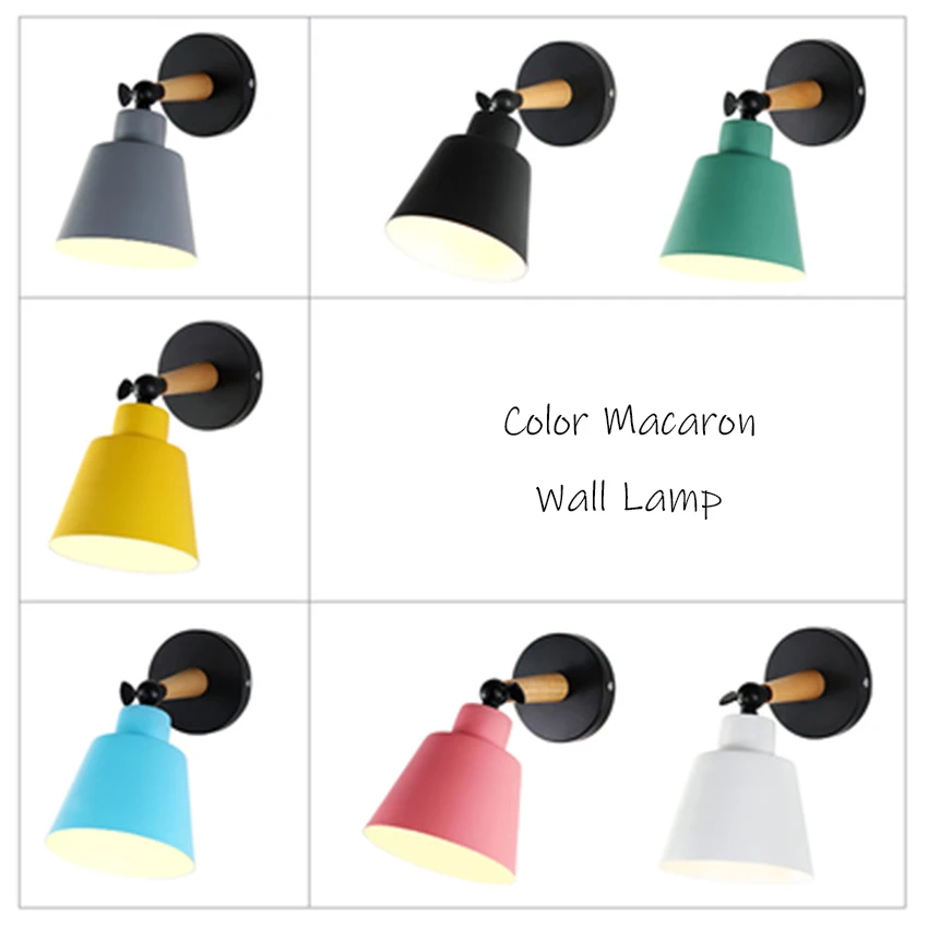 

Nordic Color Macaron LED Wood Wall Lamp Bedside Bedroom Background Living Room Corridor Aisle Office Decor Wall Lights Luminaire