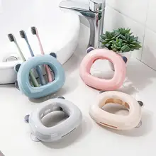 Креативный настенный держатель для зубных щеток с присоской для ванной, детский пластиковый стеллаж для зубных щеток с мультипликационным принтом, стеллаж для хранения товаров для ванной комнаты