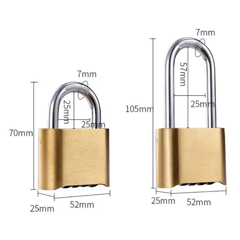 70 мм/105 мм водонепроницаемый латунный замок четырехзначный кодовый нижний пароль медный замок