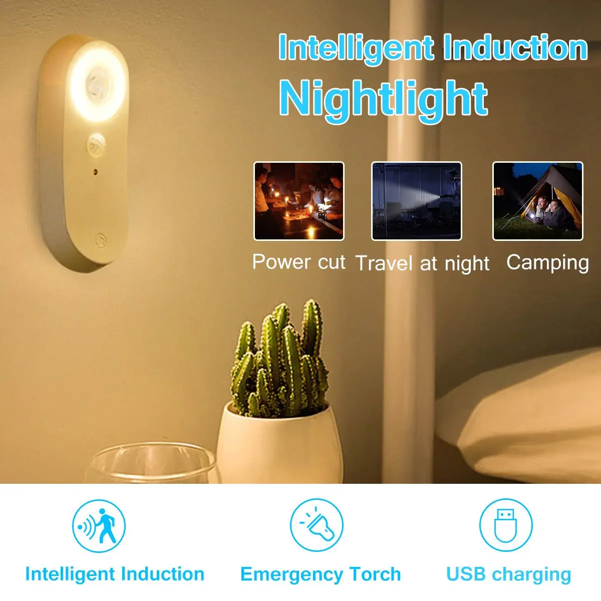 

Wireless USB Charging Automatic Intelligent Induction LED Night Control Lamp Infrared Human Light Control Lamp
