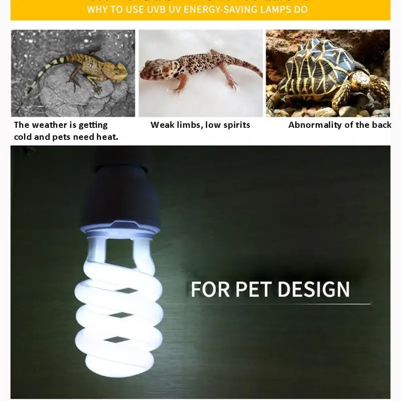 Kaigelin UVB 5/10 26W Reptile Light E27 Bulb UV Calcium Lamp Tortoise Snake Pet Heating Cold White Light Bulb 110v-220v