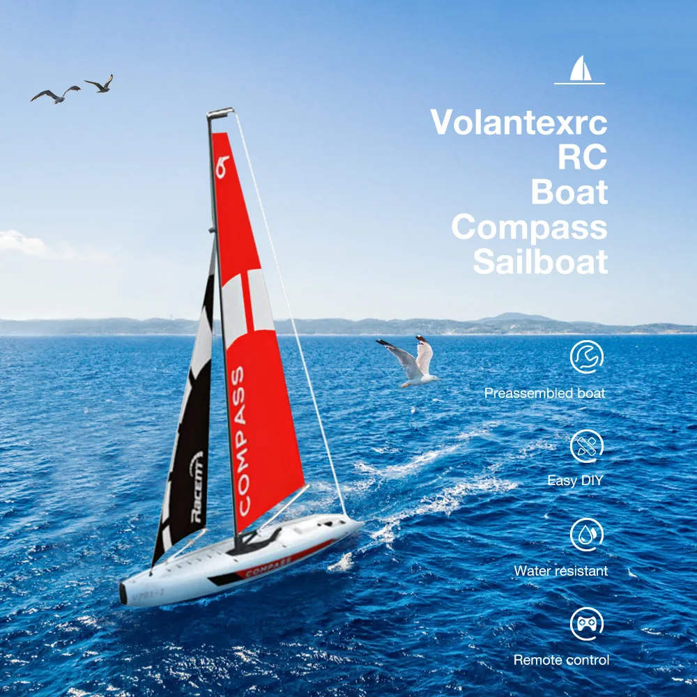 Volantexrc 791 1 RC лодка 65 см 2 4 г радио 4CH компас предварительно собранный парусник без батареи DIY беспроводной