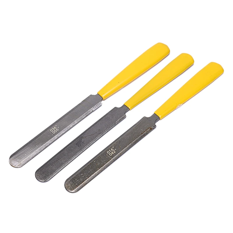 

Carbon Steel Nut File Set, Guitar Double Sided Gauged Nut Slotting File -Set Of 3