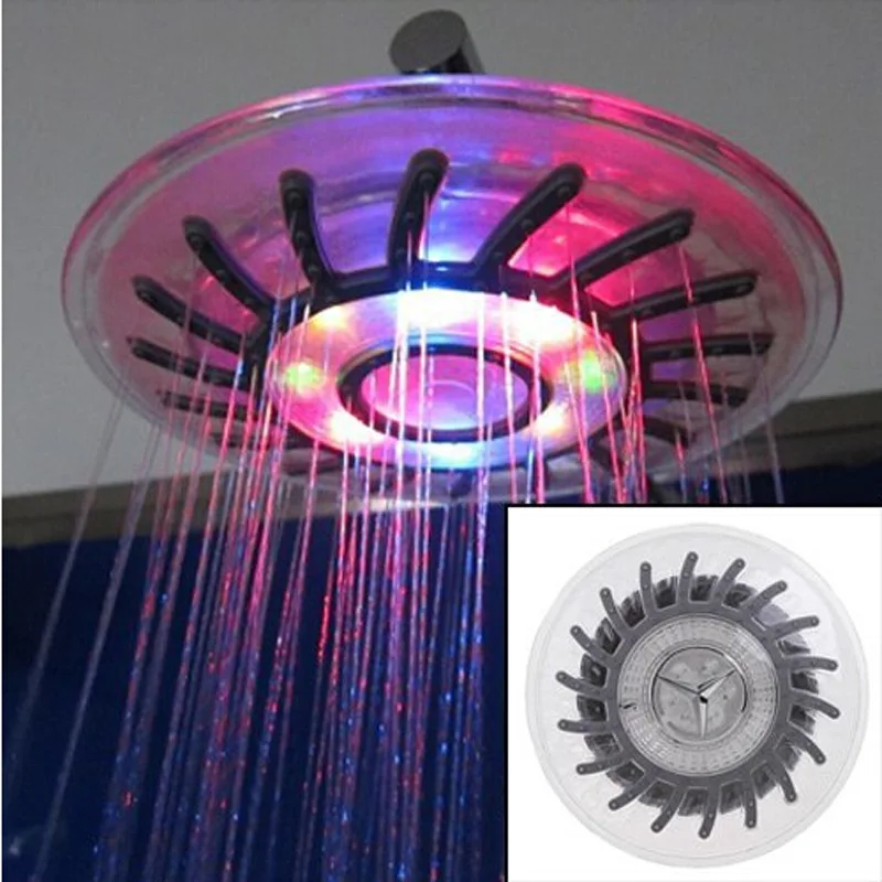 

New 1Pcs 6 Inch Colorful Temperature Control LED TOP Round Shower head Spray Electricity Generation for bathroom chuveiro ducha