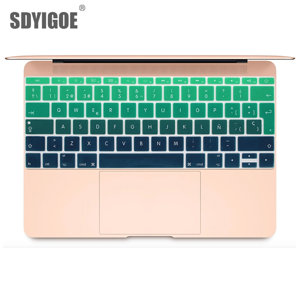 Цветная пленка для клавиатуры Mac Book pro 13 Not touch bar 12 испанская Силиконовая Защитная
