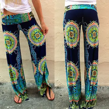 

Floral Casual Wide Leg Long Pants High Waist Palazzo Trousers Plus Size New