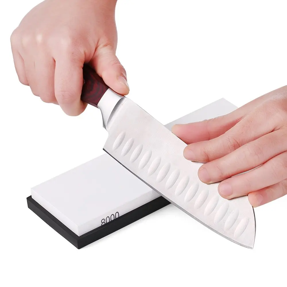 

8000 Grit Sharpening Stone Knife Sharpening Stone Knives Polishing Stone with Rubber Stone Holder Fine Whetstone Grindstone