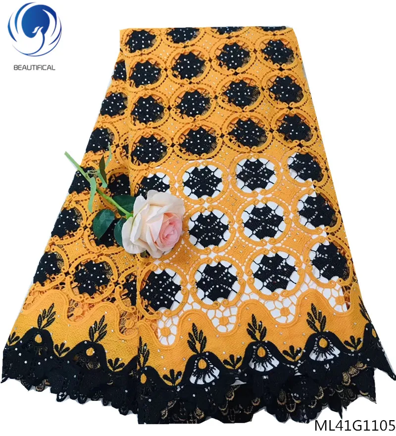 

BEAUTIFICAL cord lace fabric african african water soluble lace fabric 5yards/lot free shipping nigeria guipure lace ML41G11