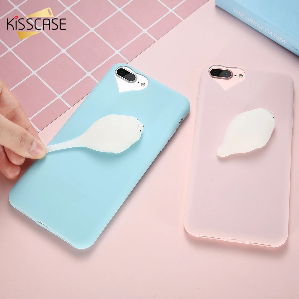 KISSCASE 3D чехол с животными для iPhone 5 SE 5S милый мягкий силиконовый снятия стресса 6s 6 8