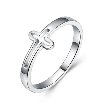 

Huitan Minimalist Design Wedding Ring with Cross Style Women's Fashion Jewelry Engagement Rings for Girlfriend New Year Gift